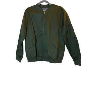Hoodlamb Women’s Hemp Organic Cotton Classic Olive Bomber Jacket sz M